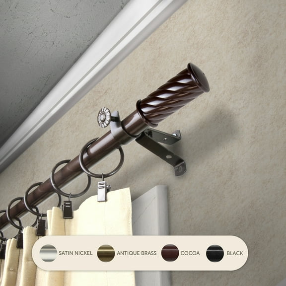 InStyleDesign Handle Adjustable Curtain Rod Cocoa 28 to 48 inches Brown Finish