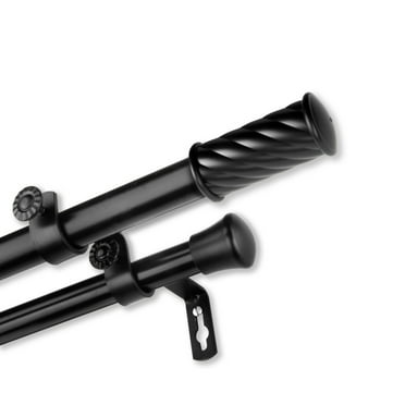 InStyleDesign Handle Adjustable Double Curtain Rod Black 48-84 inch