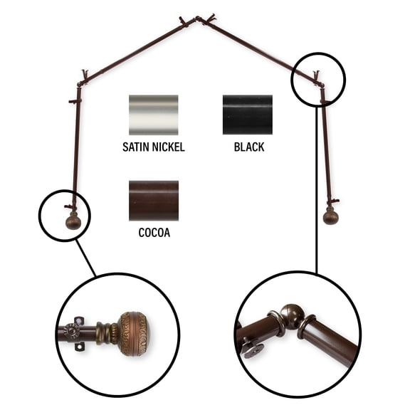 InStyleDesign  Helena 4-Sided Bay Window Curtain Rod Cocoa Brown Finish