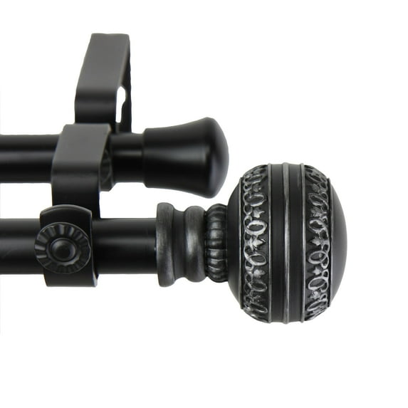 InStyleDesign Helena Adjustable Double Curtain Rod Black 28 to 48 inches N/A