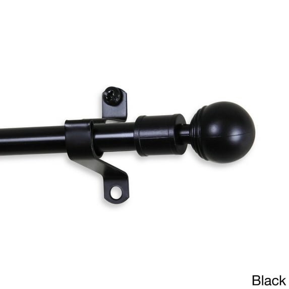 InStyleDesign Jewel 7/16-inch Adjustable Curtain Rod Black 18-28 inch Black Finish