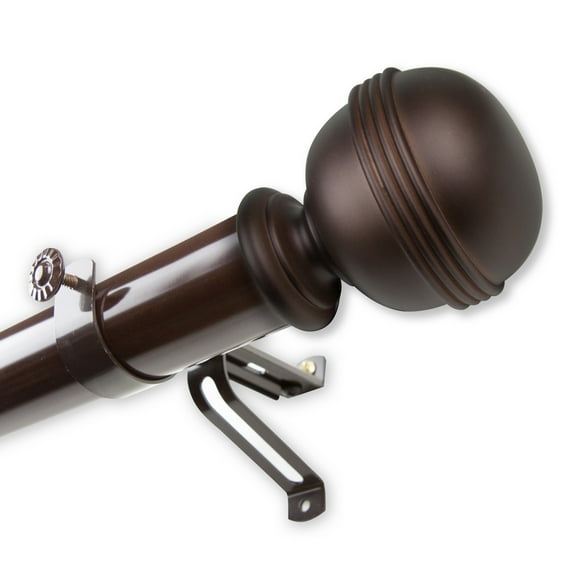 InStyleDesign Jupiter 1.5" Custom Cut Length Curtain Rod Cocoa 15 ft Brown Finish