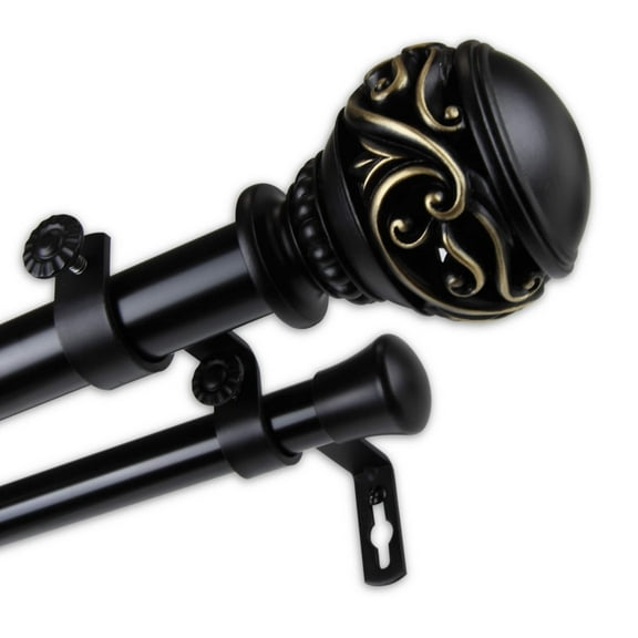 InStyleDesign  Leah 1 inch Diameter Adjustable Double Curtain Rod