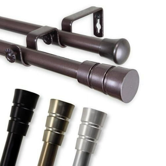 InStyleDesign Leo Adjustable Double Curtain Rod satin nickel 28 to 48 inches Satin, Nickel Finish, Silver Finish