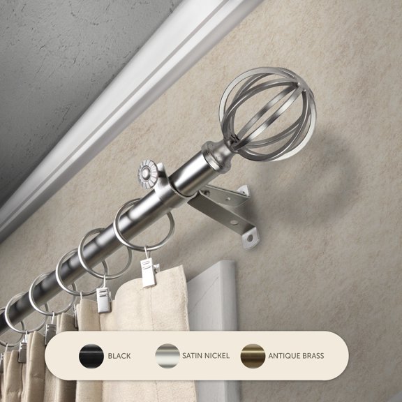 InStyleDesign Loop Adjustable Curtain Rod Satin Nickel 28 to 48 inches Silver Finish