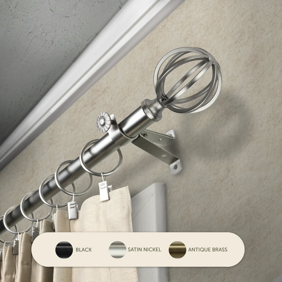 InStyleDesign Loop Adjustable Curtain Rod Satin Nickel 48 to 84 inches Silver Finish