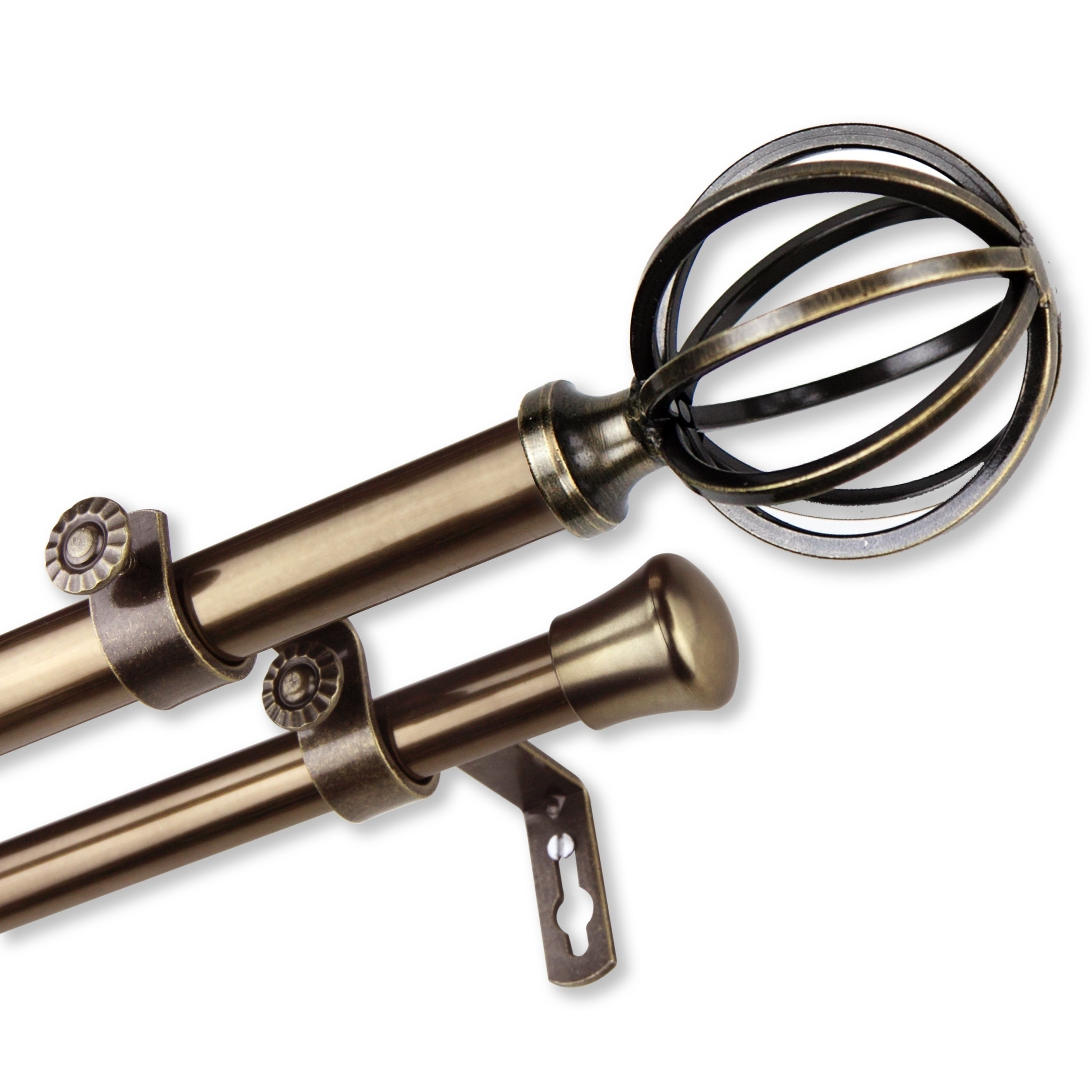 InStyleDesign Loop Adjustable Double Curtain Rod Antique Brass 48 to 84 ...