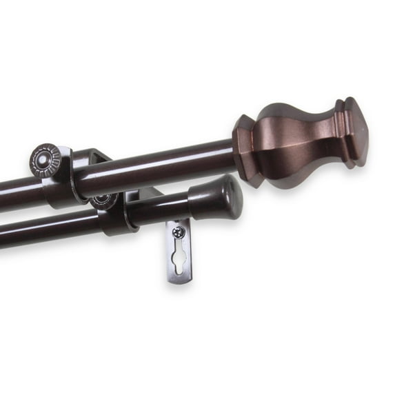 InStyleDesign Loren Double Curtain Rod Cocoa 48 to 84 inch Brown Finish