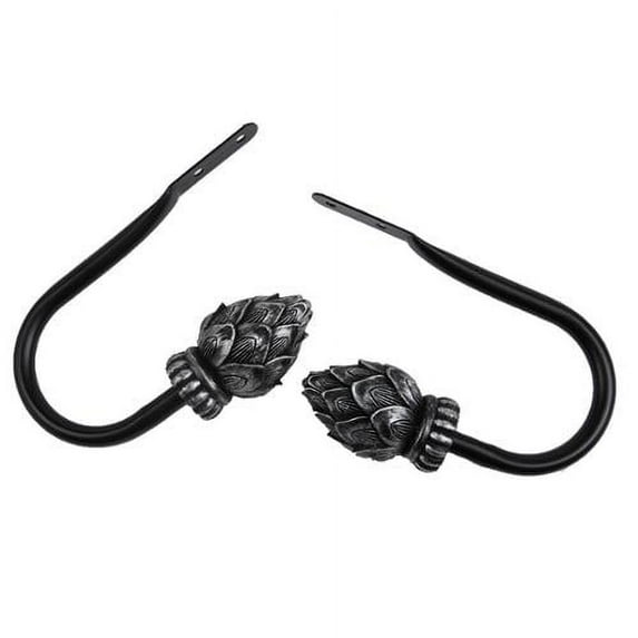 InStyleDesign Lotus Black Patina Curtain Holdback Pair - n/a