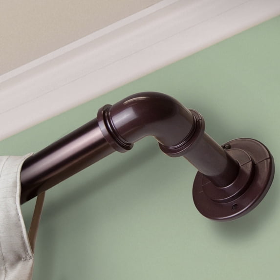 InStyleDesign Modern Industrial Steel Pipe 1-inch Dia. Adj Curtain Rod