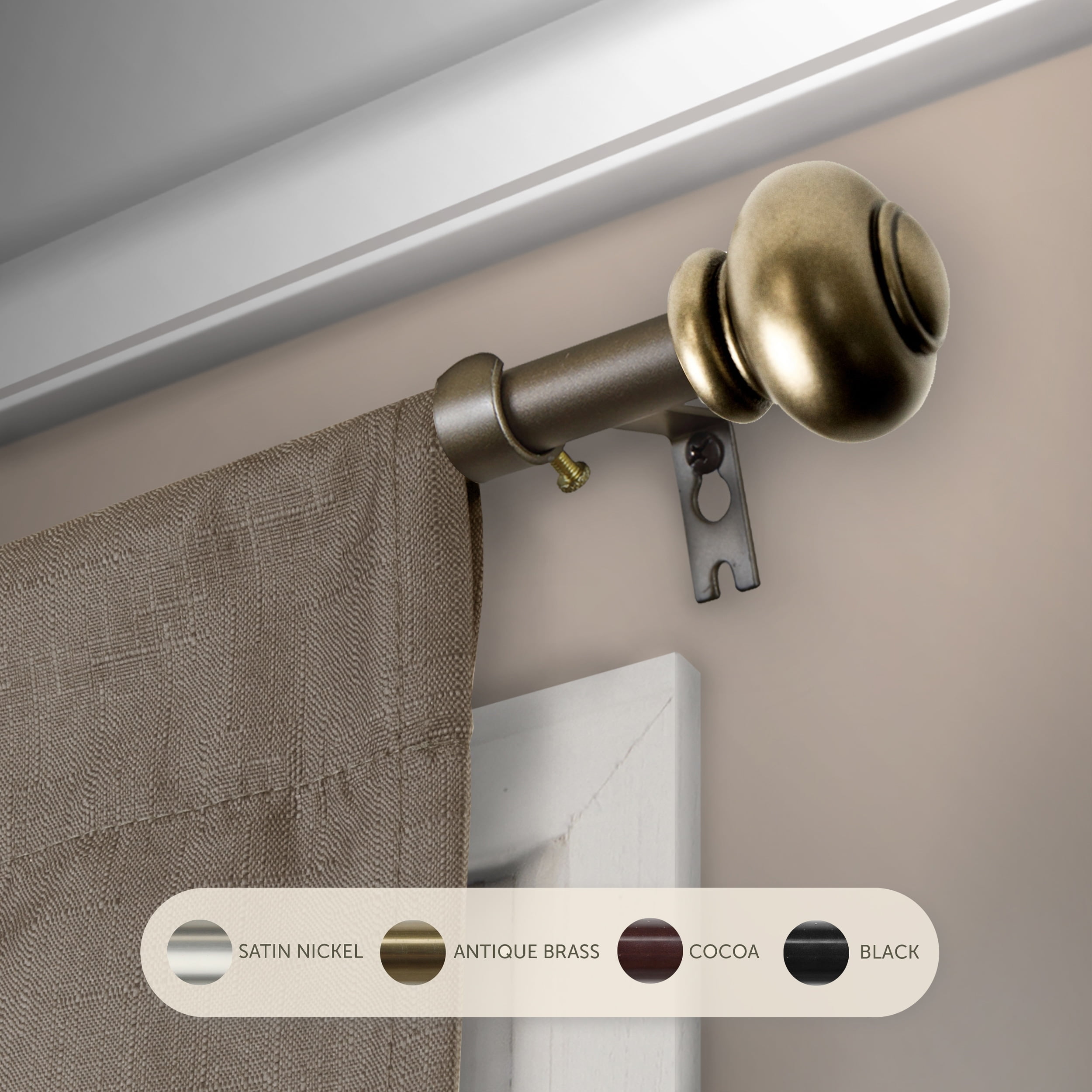 InStyleDesign  Monroe Adjustable Curtain Rod Antique Gold 28-48 Inch