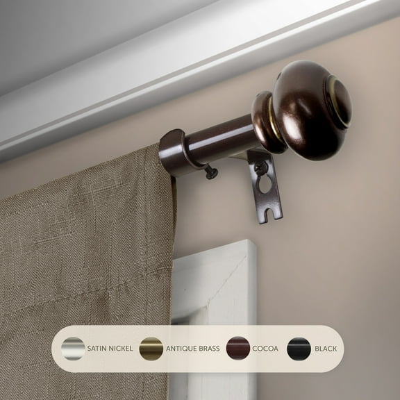 InStyleDesign  Monroe Adjustable Curtain Rod Cocoa 84-120 inch