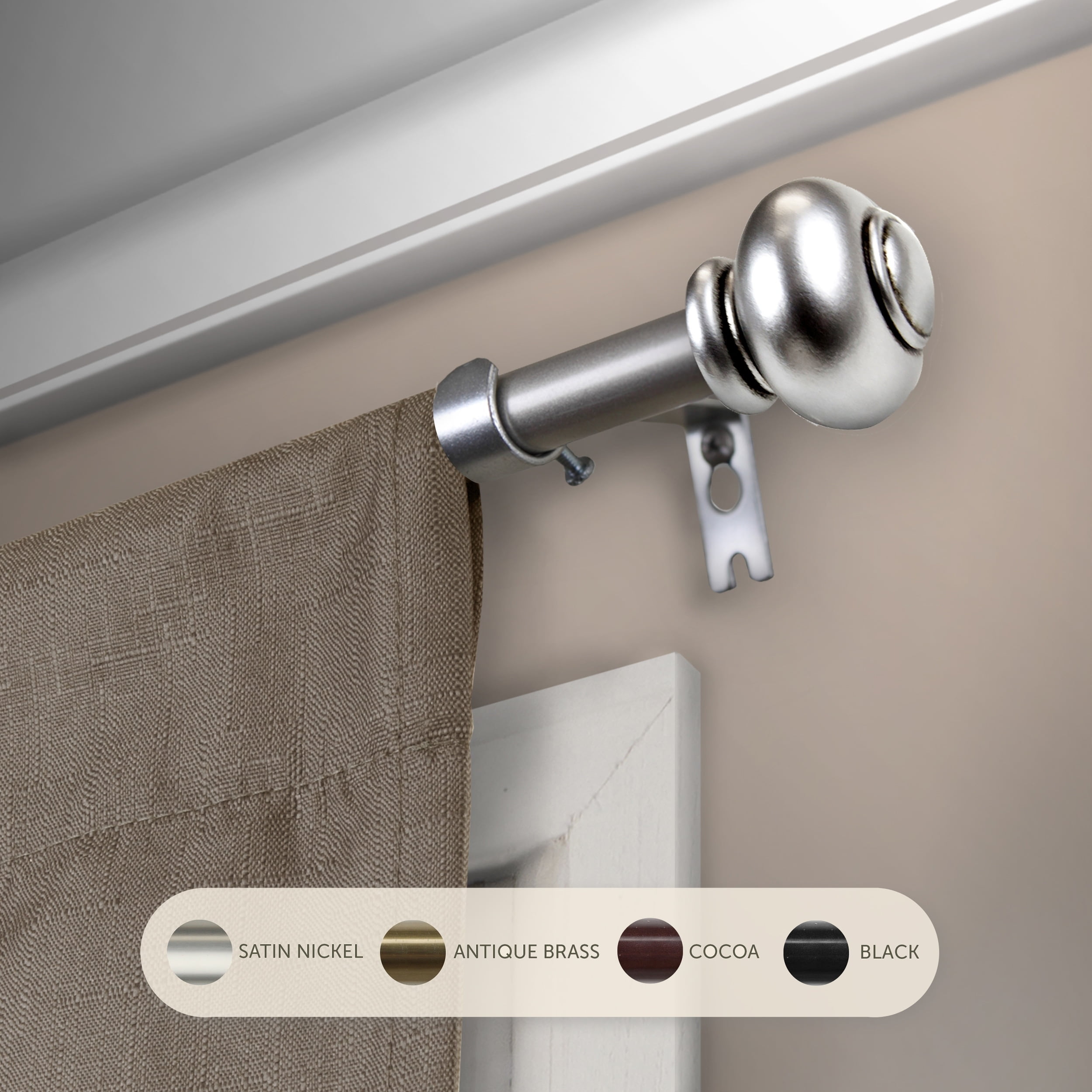 InStyleDesign  Monroe Adjustable Curtain Rod satin nickel 48-84 inch