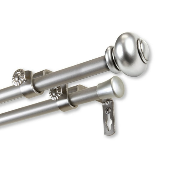 InStyleDesign Monroe Adjustable Double Curtain Rod satin nickel 84-120 inch