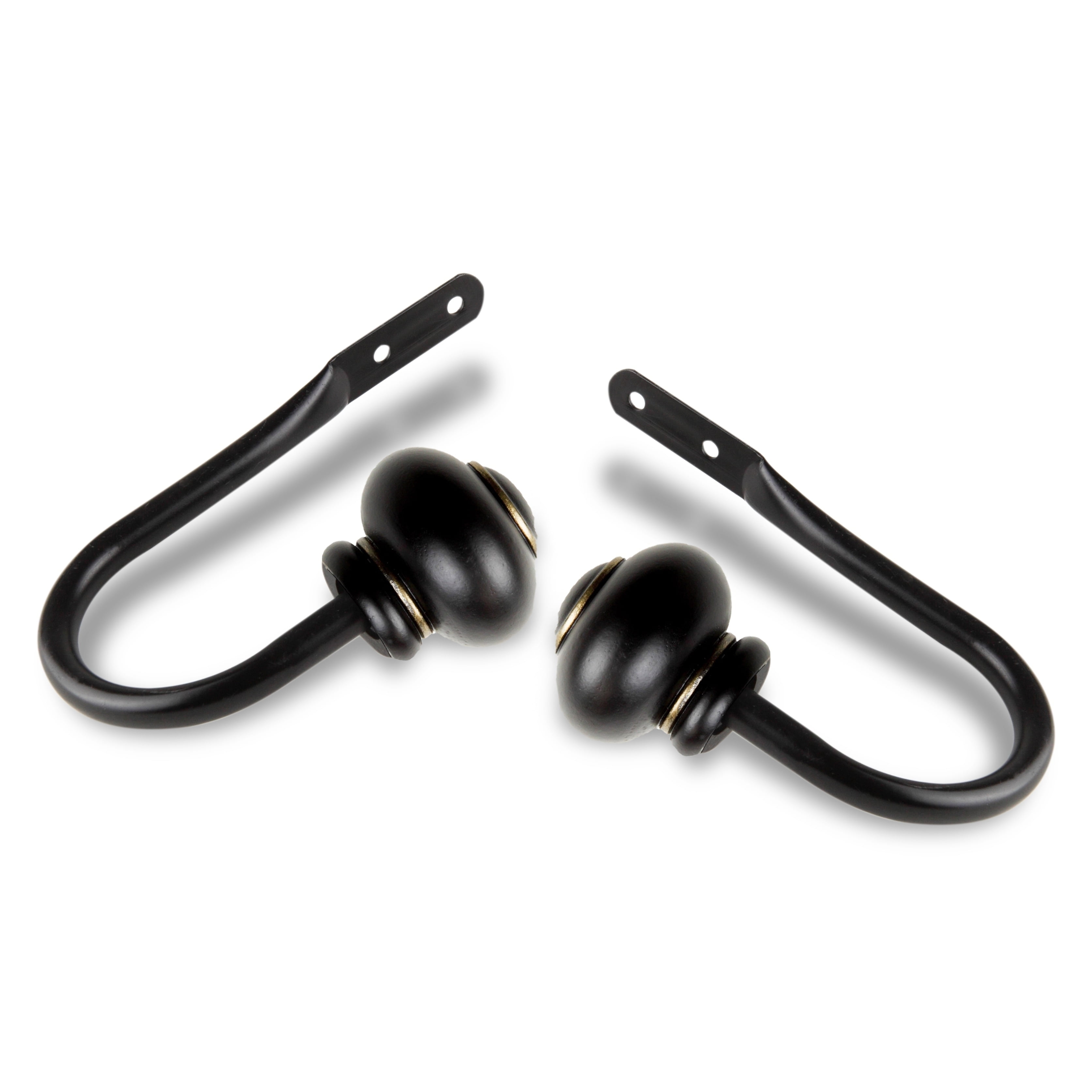 Black Steel Traditional Curtain Holdback Set of 2