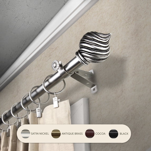 InStyleDesign Mya Adjustable Curtain Rod Satin Nickel 48 to 84 inches Silver Finish