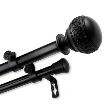 InStyleDesign Nadine Adjustable Double Curtain Rod Black 48-84 inch