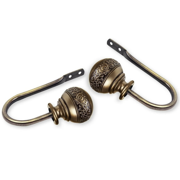 InStyleDesign  Nadine Curtain Holdback Pair - n/a Antique Brass Brass Finish, Antique, Satin