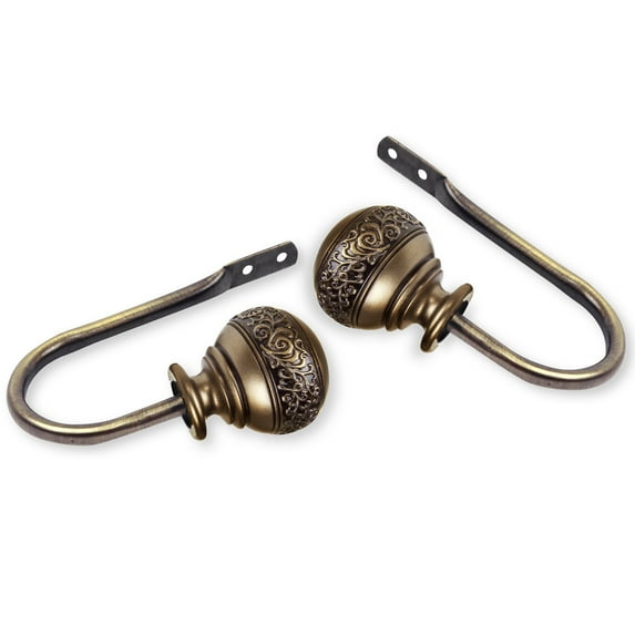 InStyleDesign Nadine Curtain Holdback Pair - n/a Antique Brass Brass Finish, Antique, Satin