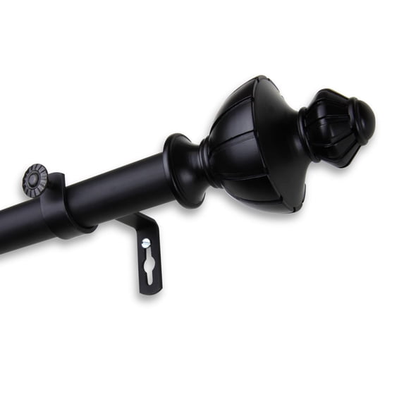 InStyleDesign Oden Adjustable Curtain Rod Black 48 to 84 inch Black Finish