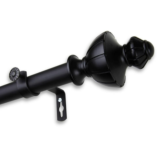 InStyleDesign  Oden Adjustable Curtain Rod Black 66 to 120 inch Black Finish