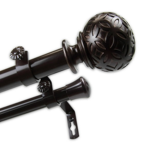 InStyleDesign Odette 1 inch Diameter Adjustable Double Curtain Rod bronze 28 to 48 inches Bronze Finish