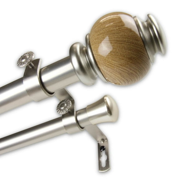 InStyleDesign  Onyx 1 inch Diameter Adjustable Double Curtain Rod satin nickel 28 to 48 inches Silver Finish