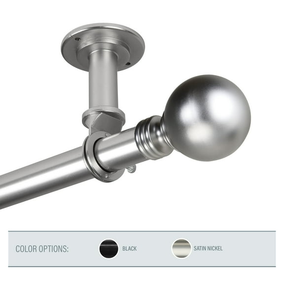 InStyleDesign  Pellet 1 inch Diameter Ceiling Curtain Rod/ Room Divider satin nickel 48 to 84 inches Silver Finish