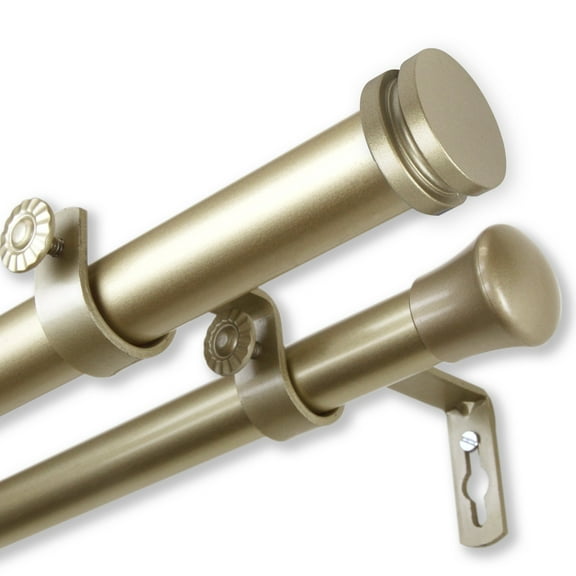 InStyleDesign Pita 1 inch Diameter Adjustable Double Curtain Rod Light gold 28 to 48 inches Gold Finish