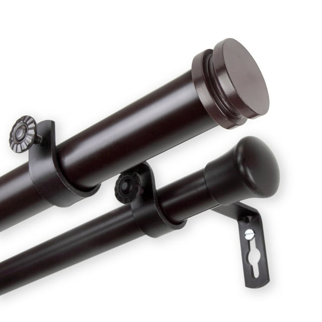 InStyleDesign  Pita 1 inch Diameter Adjustable Double Curtain Rod Mahogany 120 to 170 inches Mahogany Finish