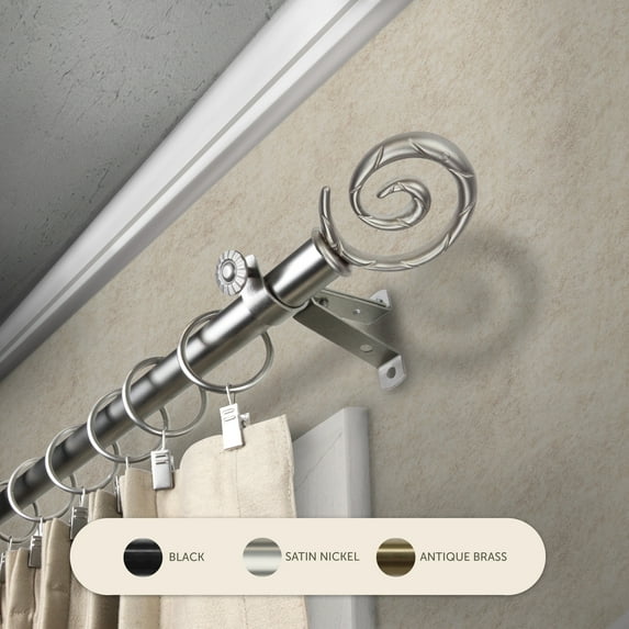 InStyleDesign Radial Adjustable Curtain Rod Satin Nickel 28 to 48 inches Silver Finish