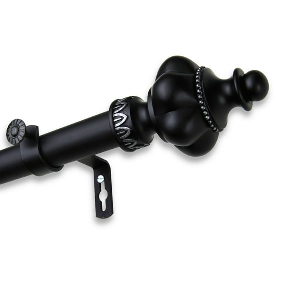 InStyleDesign Revel 1 inch Diameter Adjustable Curtain Rod Black 48 to 84 inches Black Finish
