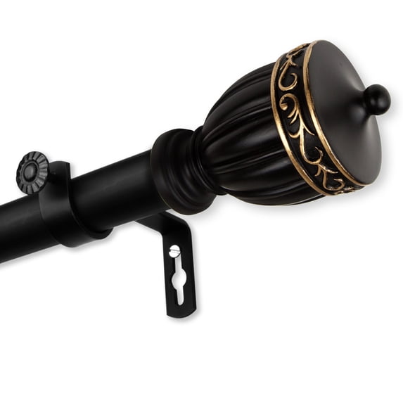 InStyleDesign Risler 1 inch Diameter Adjustable Curtain Rod Black 28 to 48 inches N/A