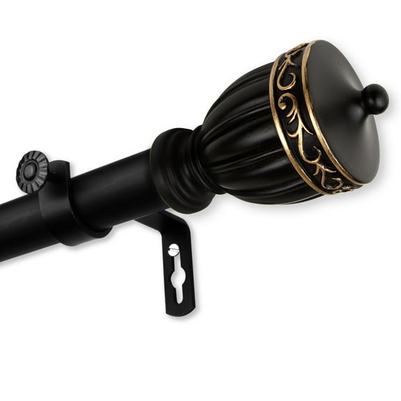 InStyleDesign  Risler 1 inch Diameter Adjustable Curtain Rod Black 48 to 84 inches N/A