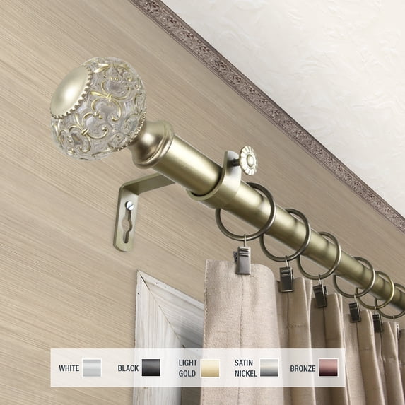 InStyleDesign Sadie 1 inch Diameter Adjustable Curtain Rod Light Gold 48 to 84 inches Gold Finish