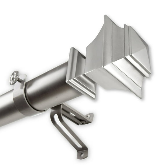 InStyleDesign Schubert 1.5" Custom Cut Length Curtain Rod satin nickel 8ft Silver Finish