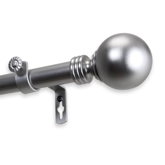 InStyleDesign Sphere 1 Inch Diameter Adjustable Curtain Rod - Satin Nickel 28 to 48 inches