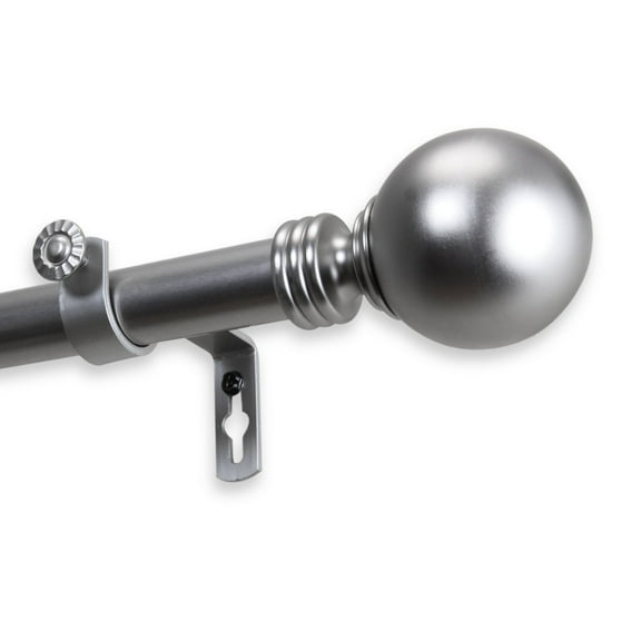 InStyleDesign  Sphere 1 Inch Diameter Adjustable Curtain Rod - Satin Nickel 28 to 48 inches