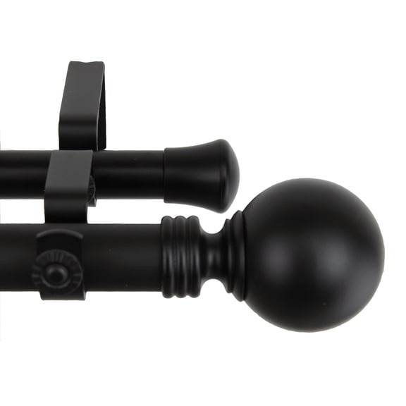 InStyleDesign  Sphere 1-inch Adjustable Double Drapery Rod 160-240 inch - 160 to 240 inch Black Black Finish