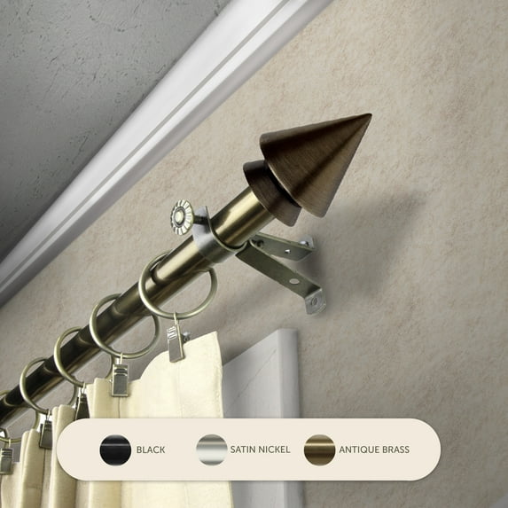 InStyleDesign Summit Adjustable Curtain Rod Antique Brass 48 to 84 inches Brass Finish