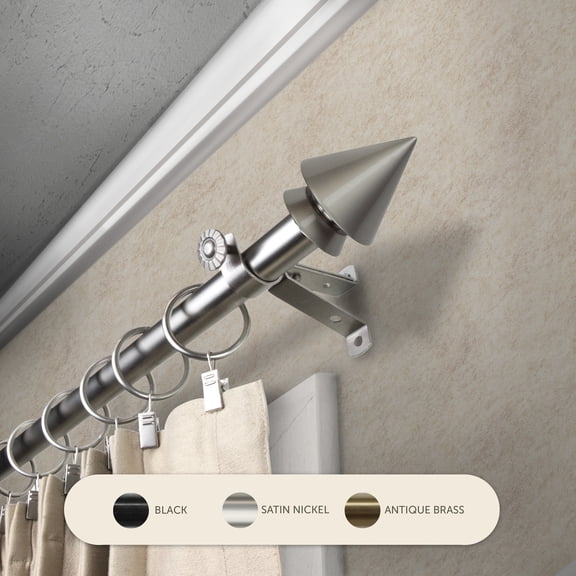 InStyleDesign  Summit Adjustable Curtain Rod Satin Nickel 66 to 120 inches Silver Finish