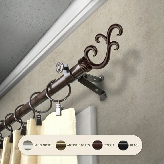 InStyleDesign Sway Adjustable Curtain Rod Cocoa 48 to 84 inches Brown Finish