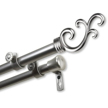 InStyleDesign Sway Adjustable Double Curtain Rod satin nickel 66-120 inch