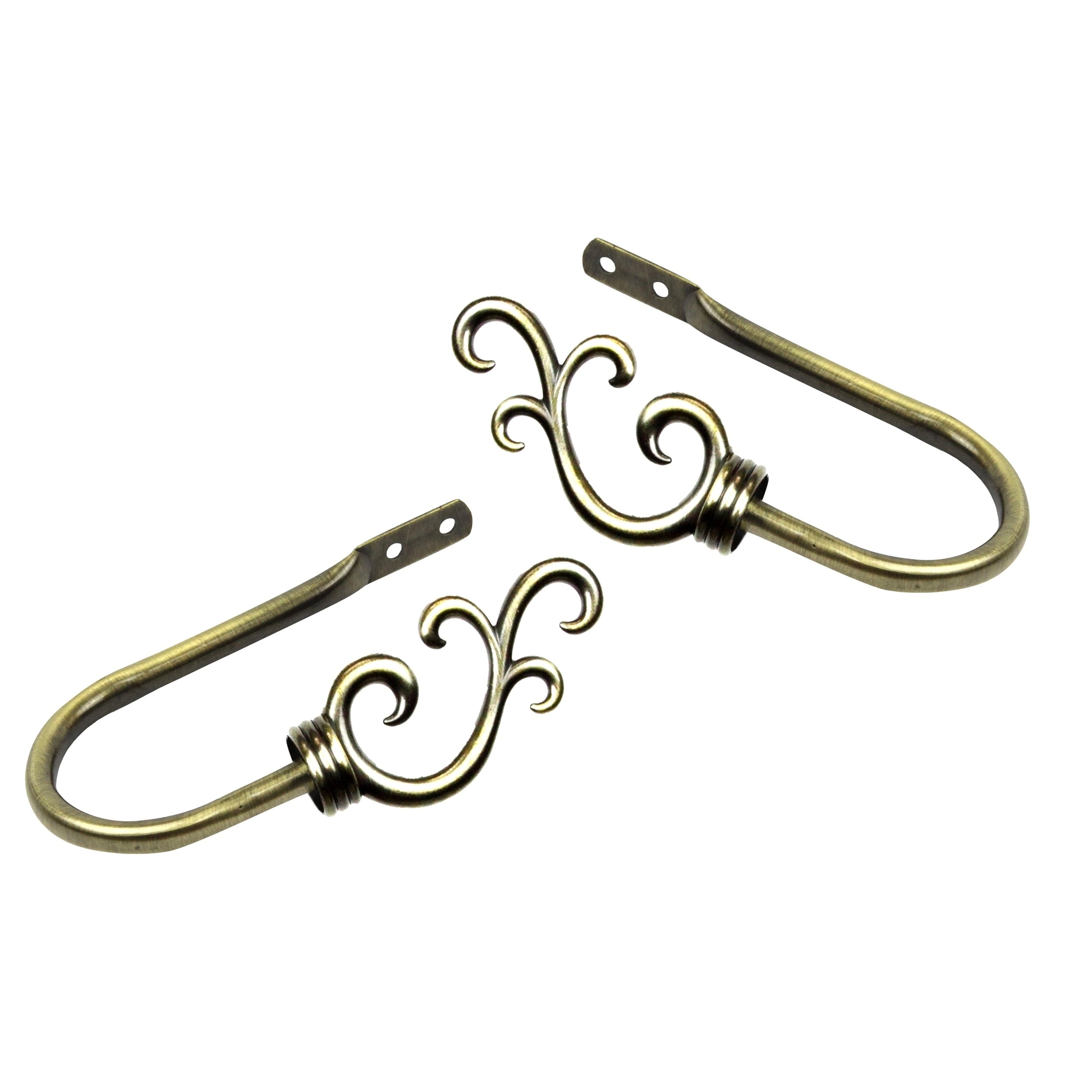Antique Brass Finish Metal Decorative Curtain Holdbacks Pair