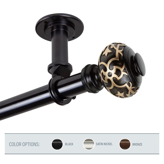 InStyleDesign Sycamore 1 inch Dia. Ceiling Curtain Rod/ Room Divider Black 48 to 84 inches Black Finish