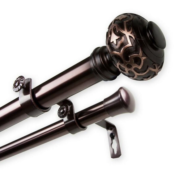 InStyleDesign Sycamore 1 inch Diameter Adjustable Double Curtain Rod bronze 160 to 240 inches Bronze Finish