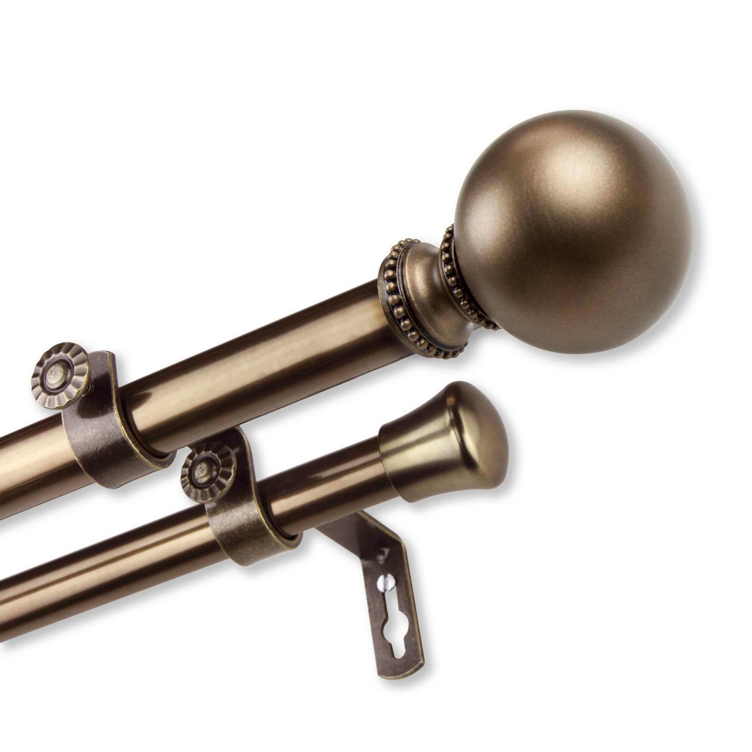 InStyleDesign Tegan Adjustable Double Curtain Rod Antique Brass 66-120