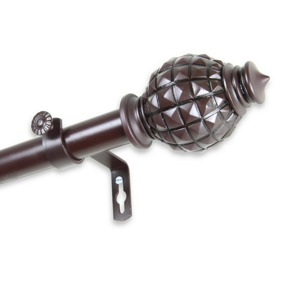 InStyleDesign Thalia Adjustable Curtain Rod Mahogany 48 to 84 inch Brown Finish, Mahogany Finish