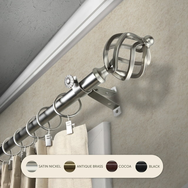 InStyleDesign  Torison Adjustable Curtain Rod Satin Nickel 120 to 170 inches Silver Finish