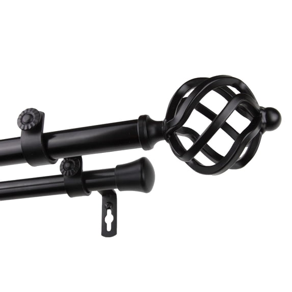 InStyleDesign Torison Adjustable Double Curtain Rod Black 120 to 170 inch